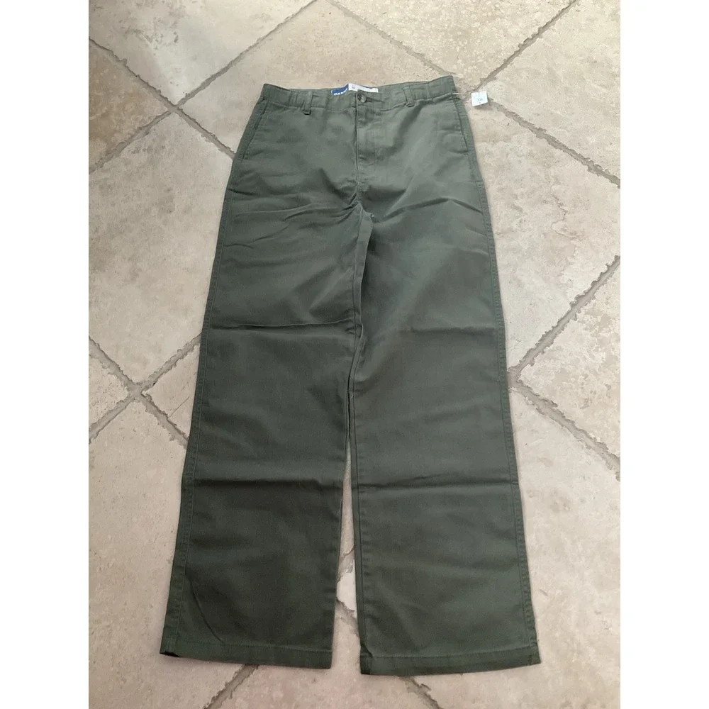 NWT Old Navy Olive Green Baggy Pants, Boys Size 16 - Adjustable Waist Chino